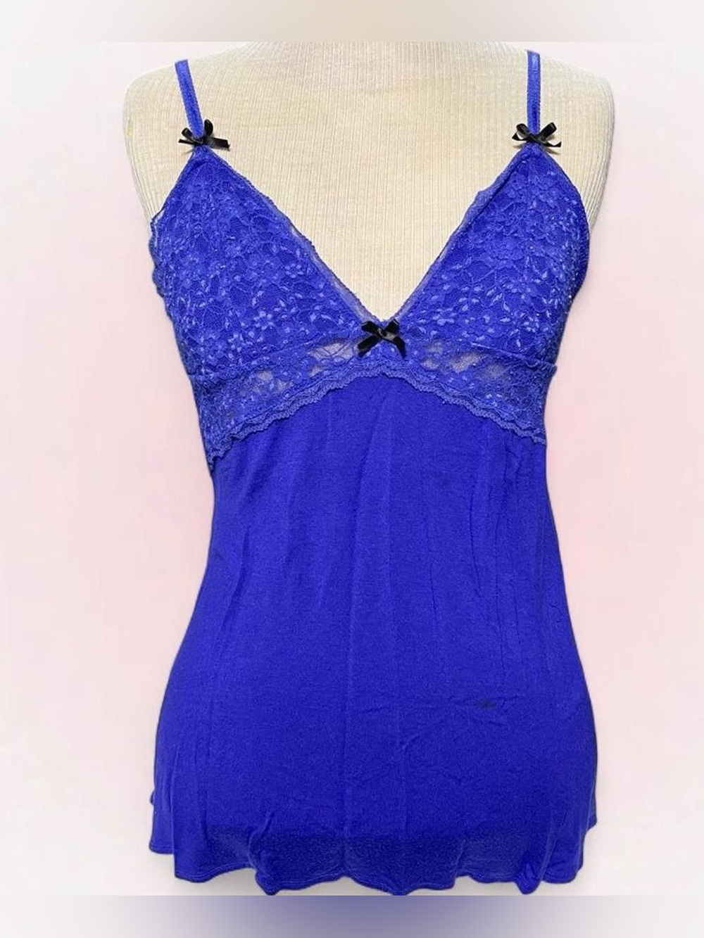 La Senza Lace-Trim Blue Babydoll Cami